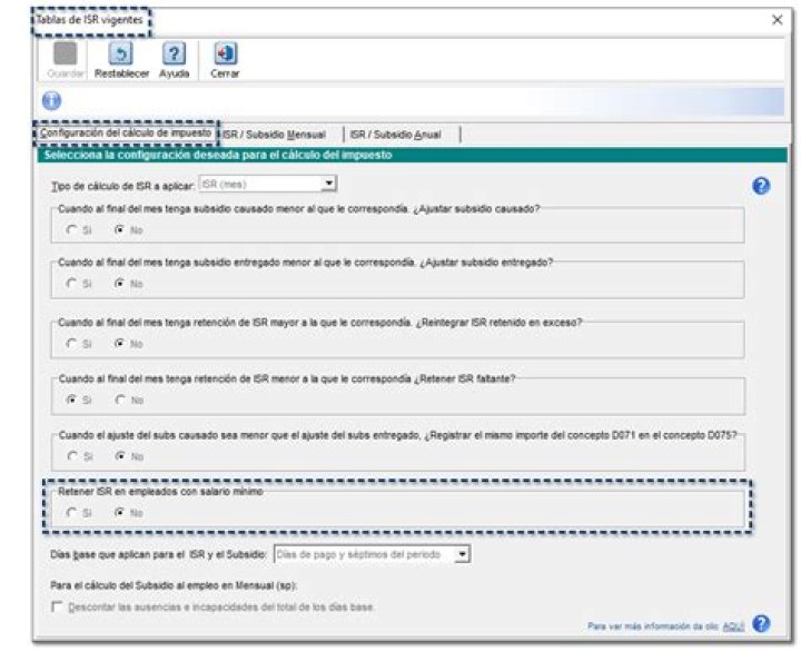 Calcular ISR en empleados con Salario Mínimo