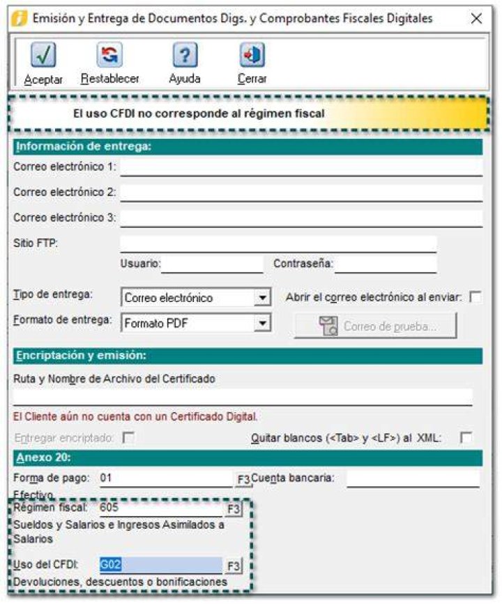 Captura del Régimen Fiscal y Uso de CFDI