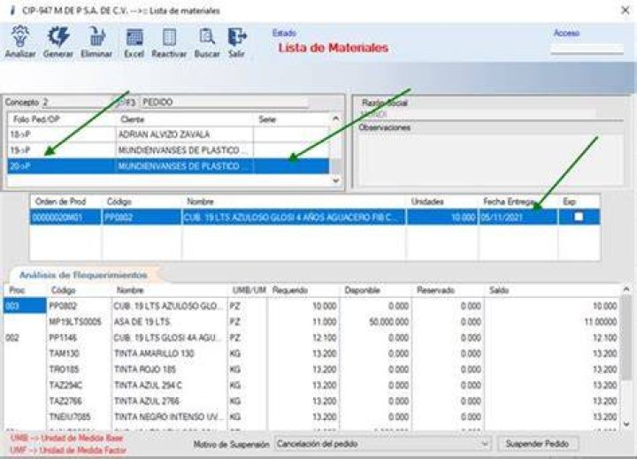 D947 – Error, en lista de materiales al explosionar muestra una fecha diferente de entrega