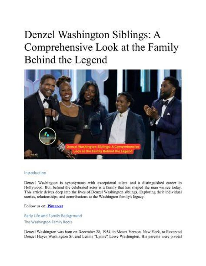 Discover The Family Roots Of Denzel Washington: Exploring His Parents' Influence
