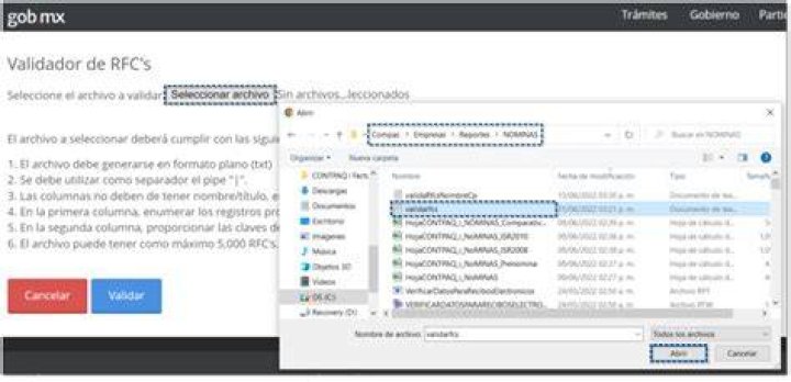 Generar archivo con RFC para validar