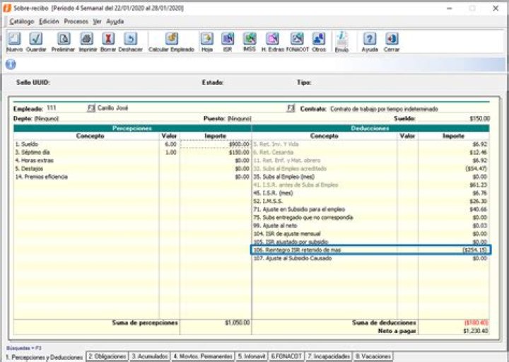 ISR retenido en exceso al que le correspondía