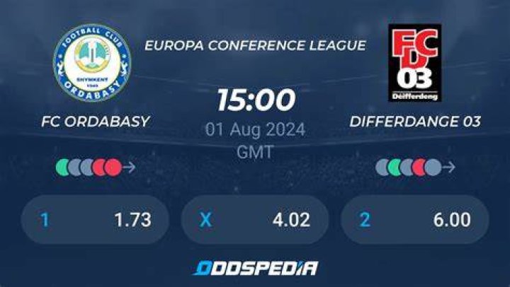 regarder Differdange 03 Ordabasy en direct Composition Differdange 03 - Ordabasy, Europa Conference 23.07.2024 la télé
