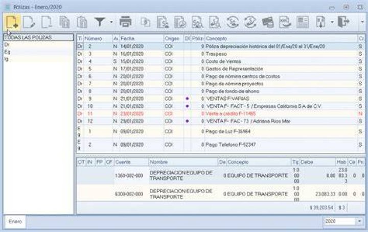 Reglas para mostrar importes y monedas en el panel de datos del CFDI del movimiento de póliza: