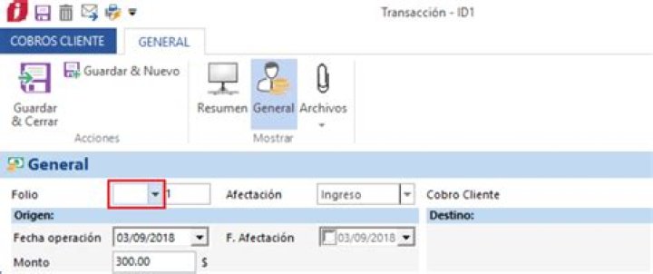 Serie y folio automático en Cobros Cliente y Pagos Proveedor