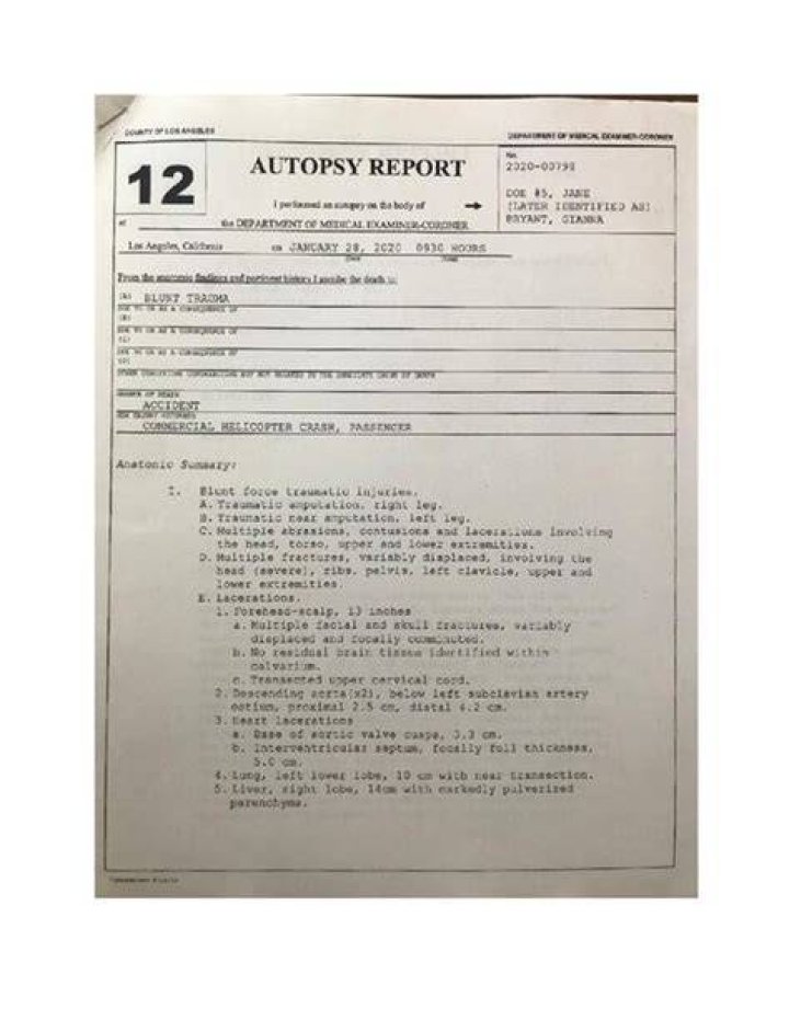 The Autopsy Findings Of Gianna Bryant