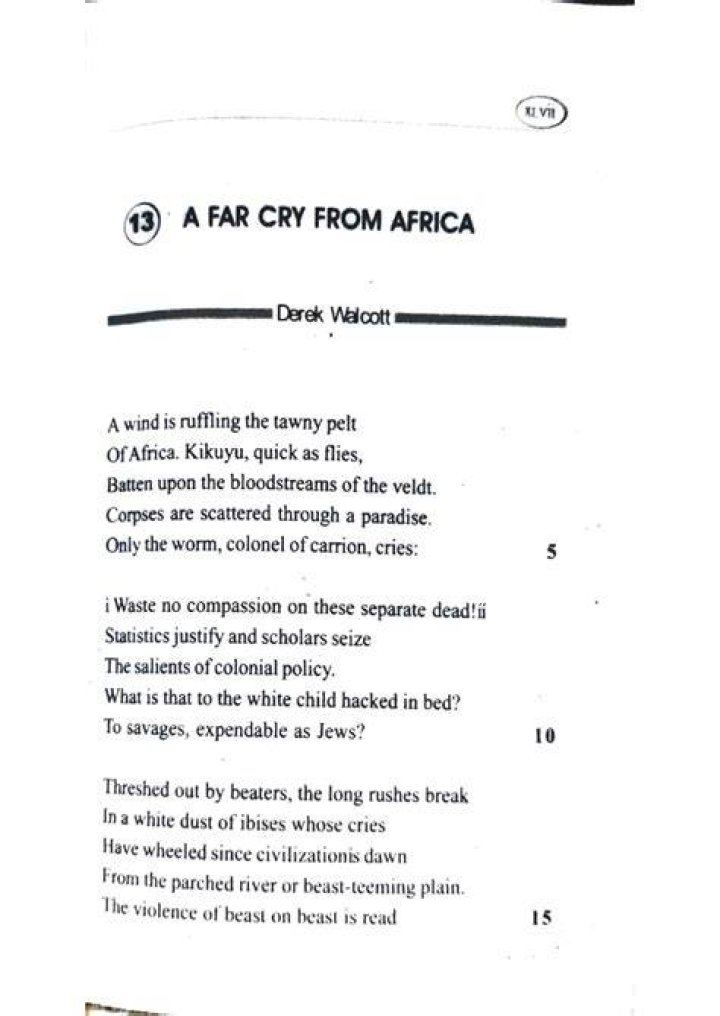 Uncover The Impactful Poetry Of "A Far Cry From Africa" By Derek Walcott