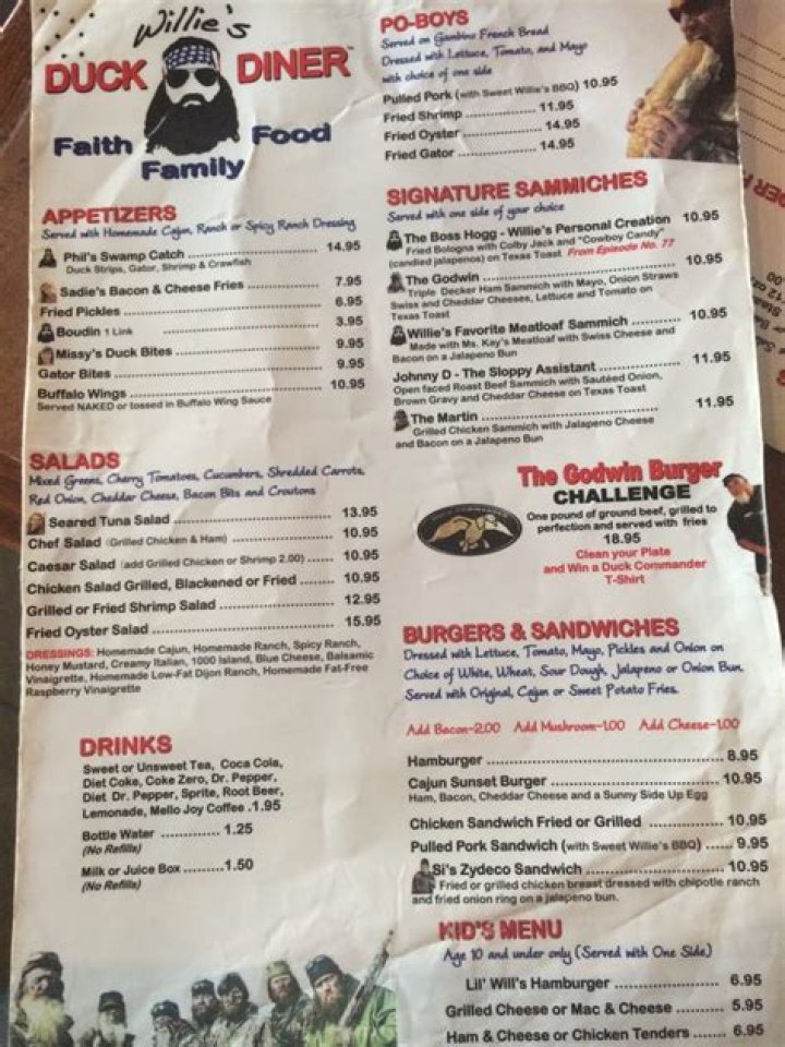 Willie's Duck Diner Menu: Your Culinary Paradise