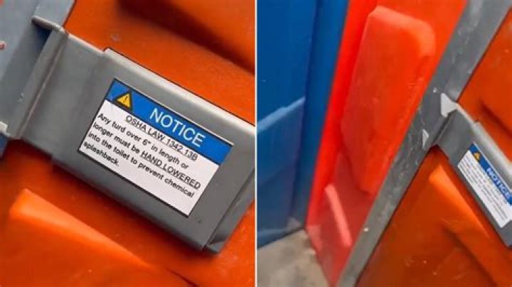 Woman Shares OSHA Poop Law Sticker Inside Porta Potty ·